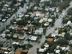 Zaplaven oblasti. Galveston Island.